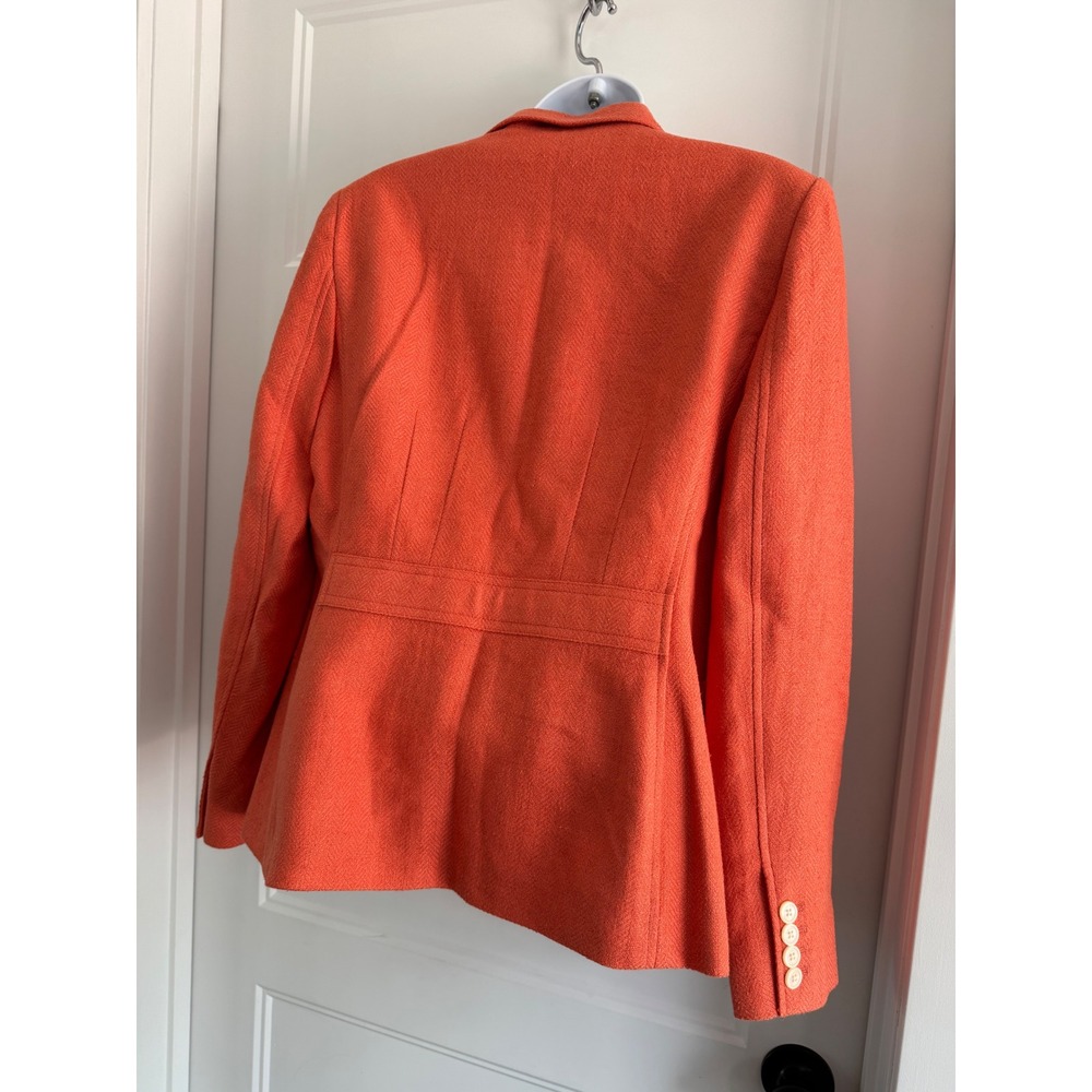 NWT Lauren Ralph Lauren Petite Linen Silk Blazer Peach Herringbone Jacket 12P - Picture 8 of 13